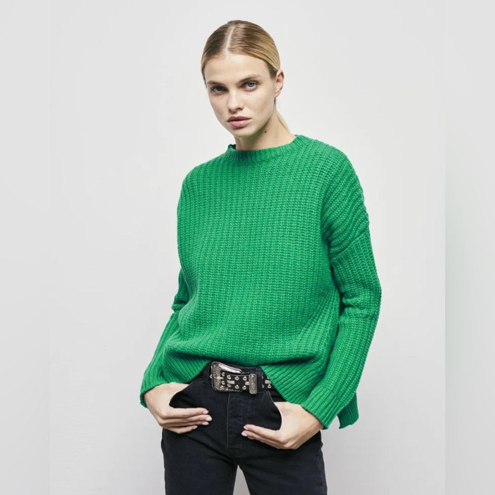 The Kooples Green Wool Knit Crewneck Sweater - Size Small